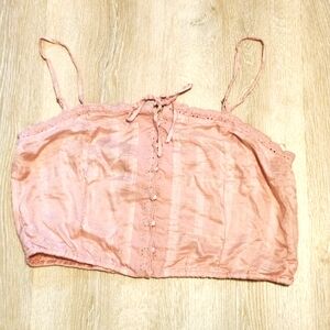 Juniors Aeropostale Pink Peplum Ruffle Tank Crop Top XL
